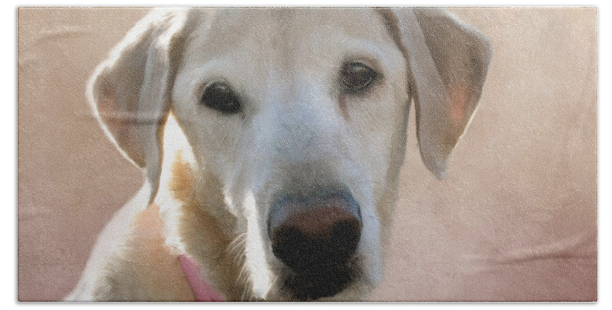 Dog Beach Towel featuring the painting Lucy in Pink by Diane Chandler
