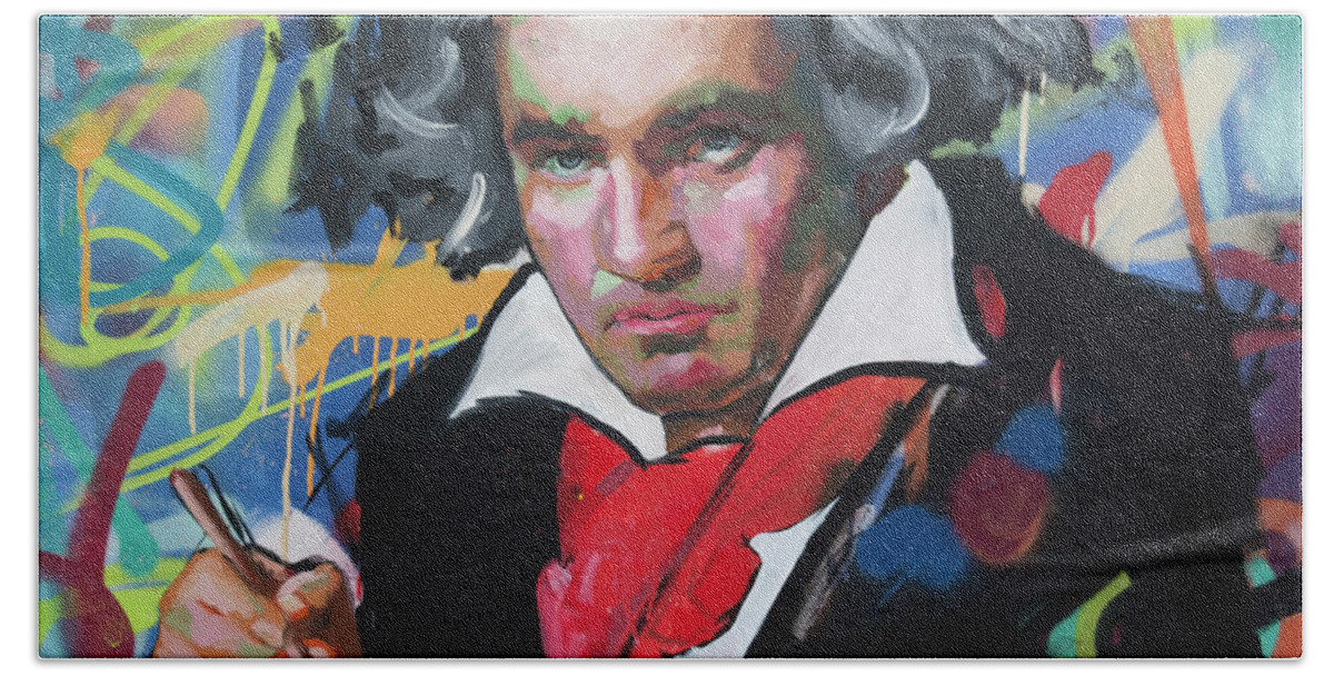 Ludwig Van Beethoven Beach Towel featuring the painting Ludwig van Beethoven by Richard Day