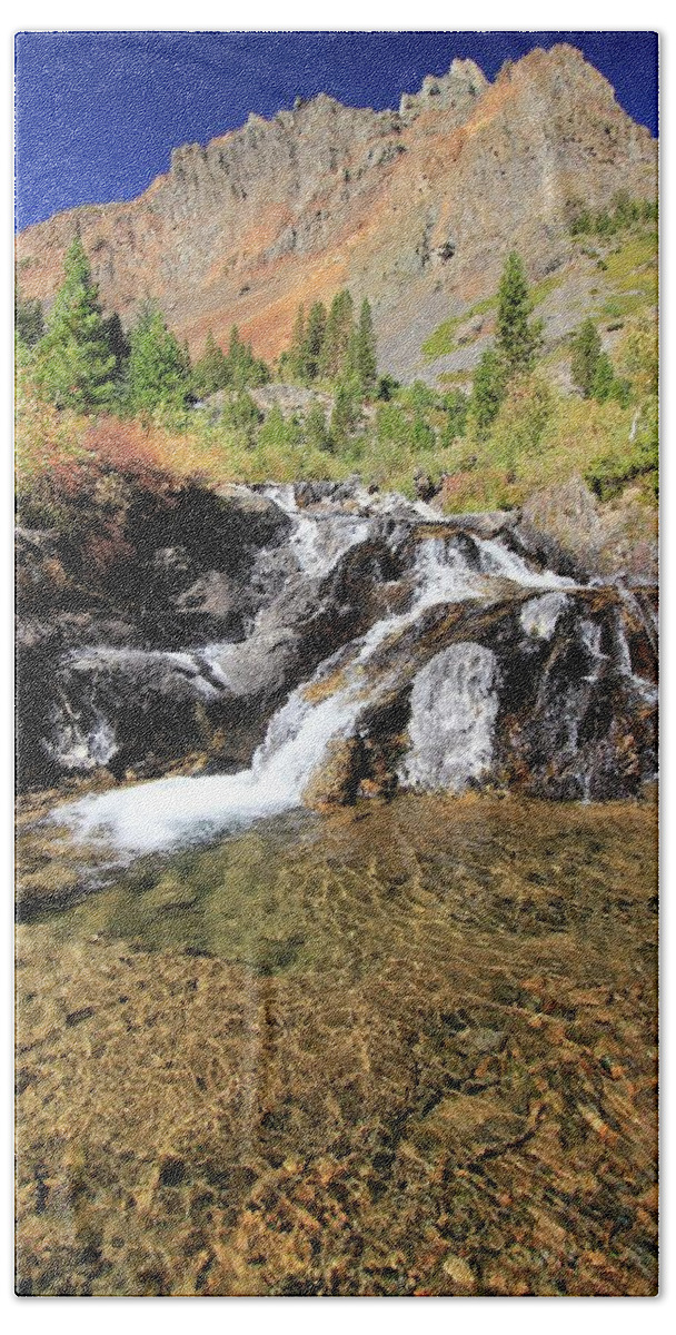 Waterfalls Beach Towel featuring the photograph Lundy Canyon Gold by Sean Sarsfield