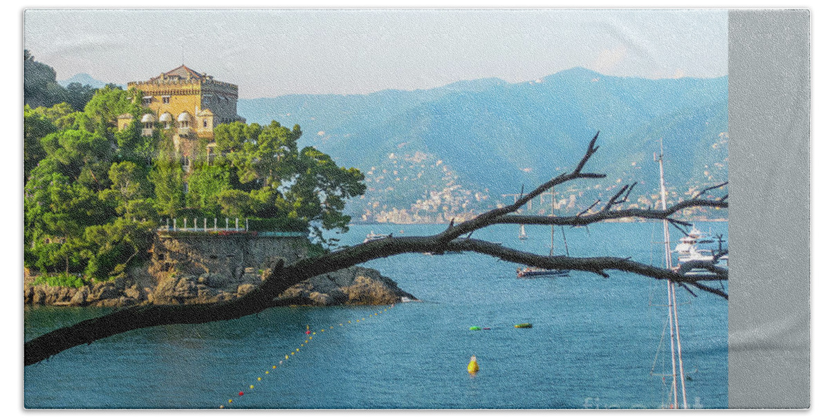 Portofino Beach Towel featuring the photograph Luxury villa Portofino by Benny Marty