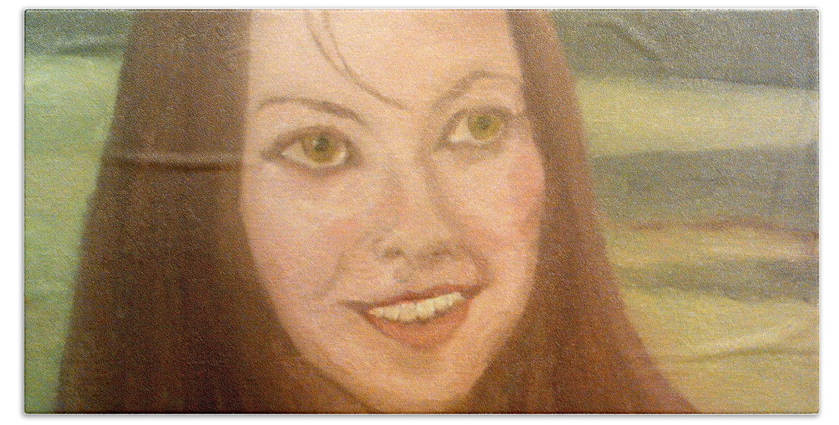 Lynne Frederick Beach Sheet featuring the painting Lynne Frederick by Peter Gartner
