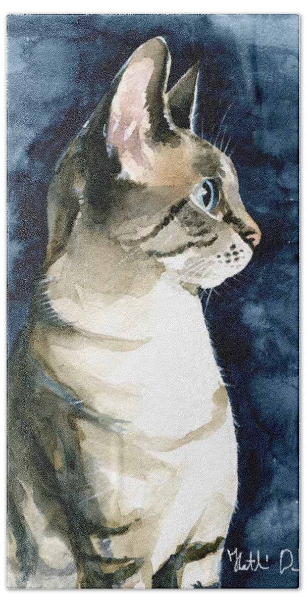 Cat Beach Sheet featuring the painting Lynx Point Cat Portrait by Dora Hathazi Mendes