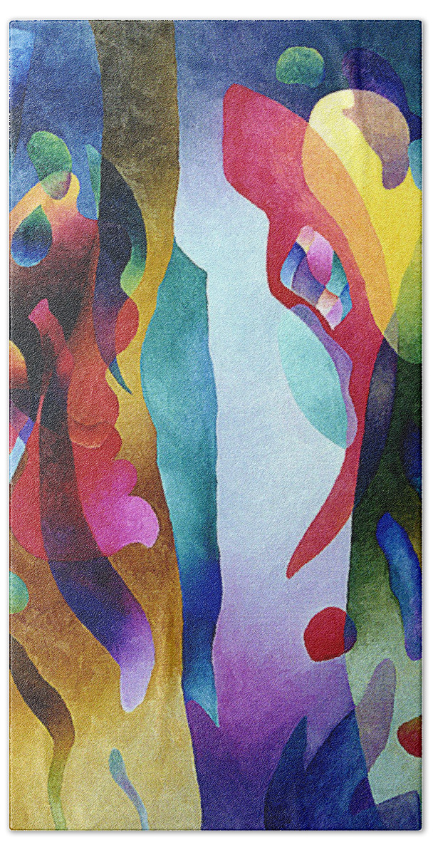 Abstract Beach Sheet featuring the painting Lyrical Grouping by Sally Trace