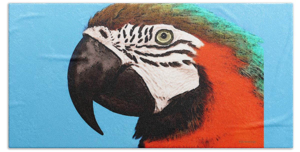 Macaw Beach Towel featuring the painting Macaw Bird - Rain Forest Royalty by Sharon Cummings