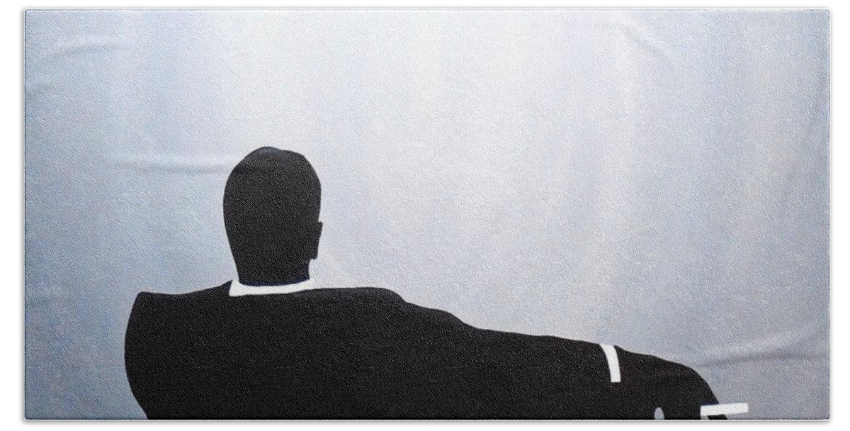 Mad Men Beach Sheet featuring the painting Mad Men in Silhouette Black #2 by John Lyes