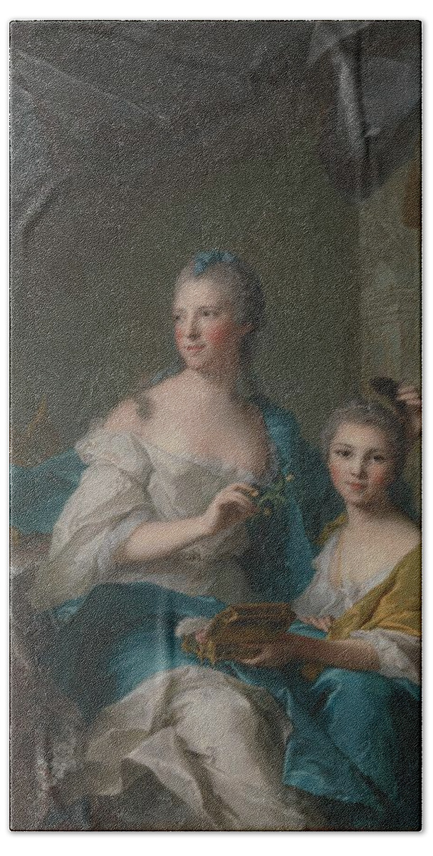 Jean Marc Nattier (french Beach Towel featuring the painting Madame Marsoler with daughter by MotionAge Designs