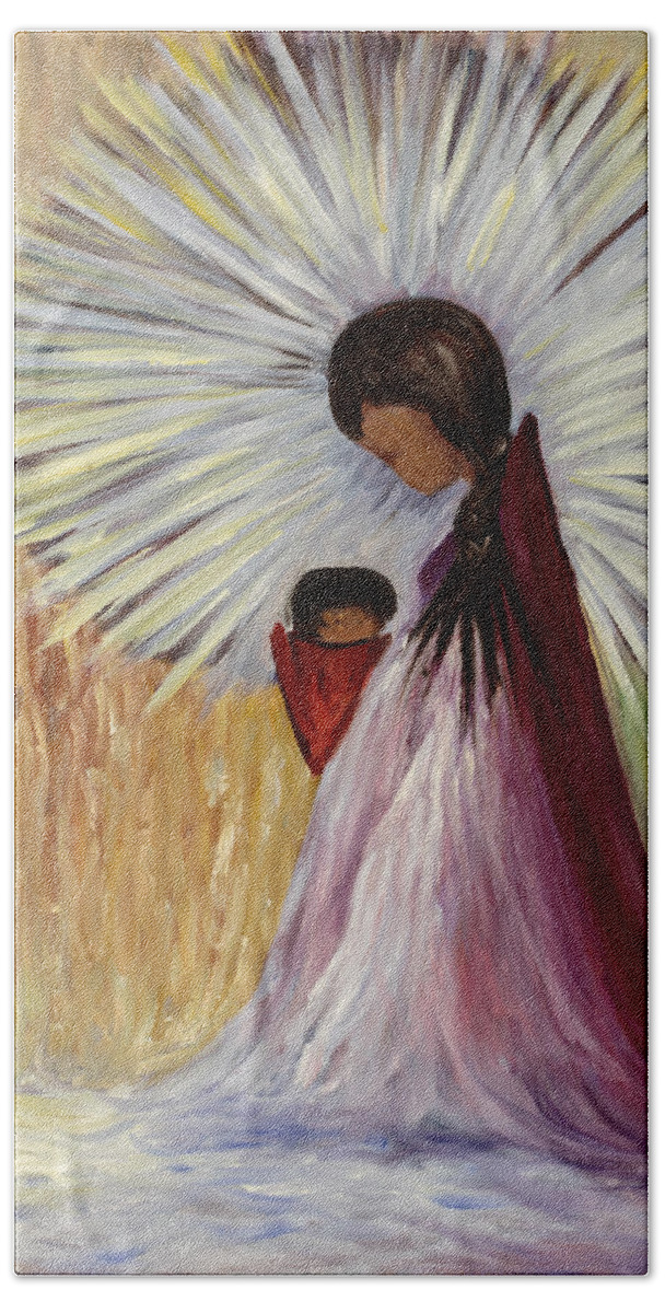 Religion Beach Towel featuring the painting Madonna And Child by Darice Machel McGuire
