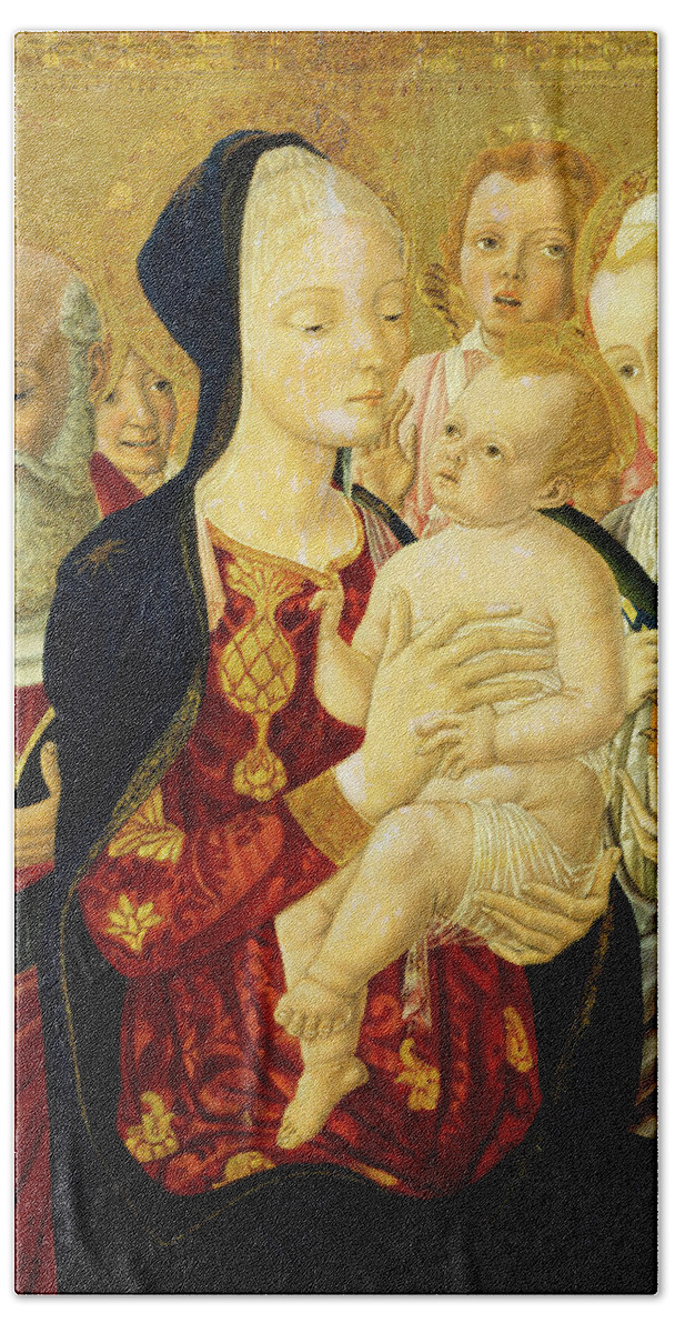 Madonna And Child Beach Towel featuring the painting Madonna and Child by Matteo di Giovanni