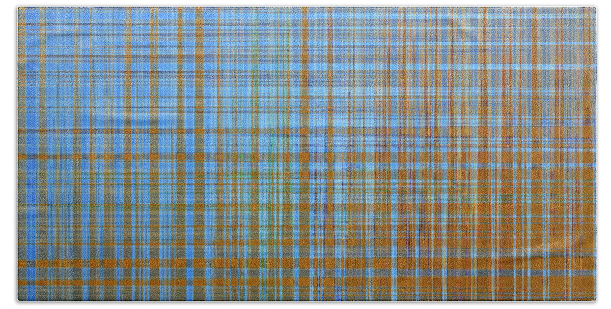 Abstract Beach Towel featuring the digital art Madras Plaid by Gina Harrison