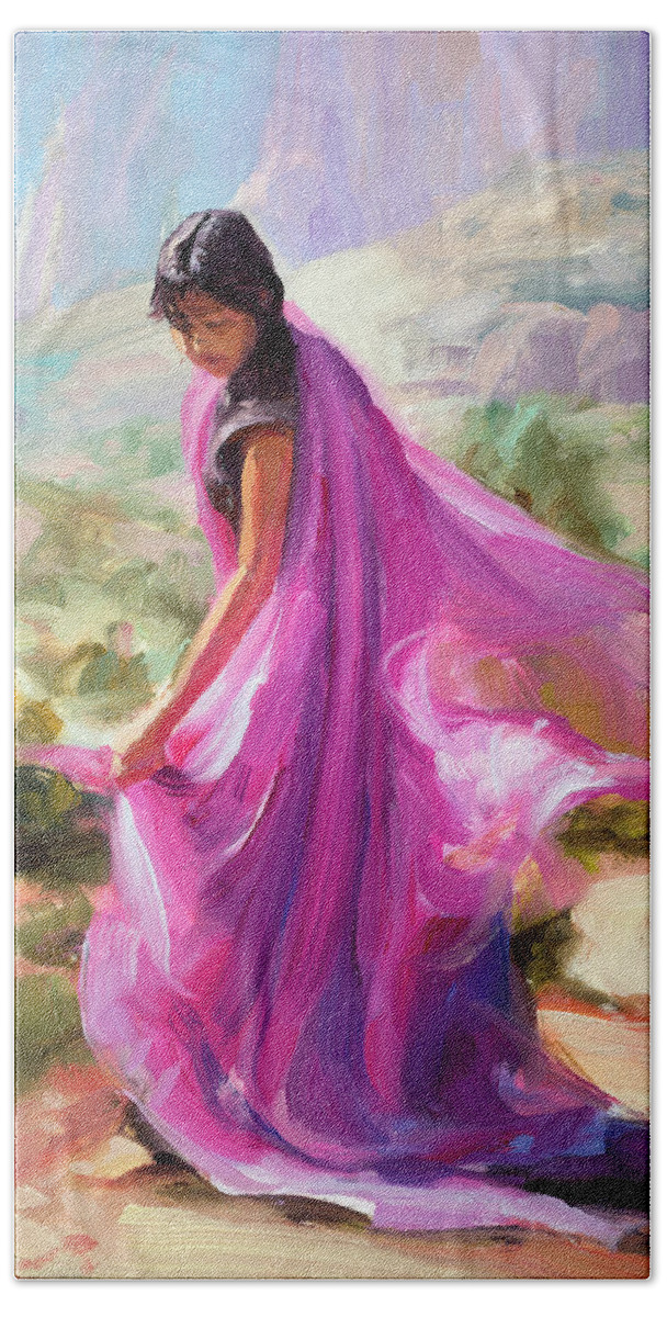 Southwest Beach Sheet featuring the painting Magenta in Zion by Steve Henderson
