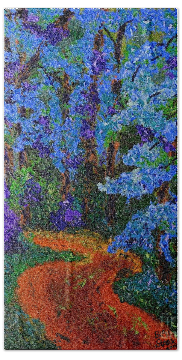  Beach Towel featuring the painting Magical Blue Forest by Barrie Stark