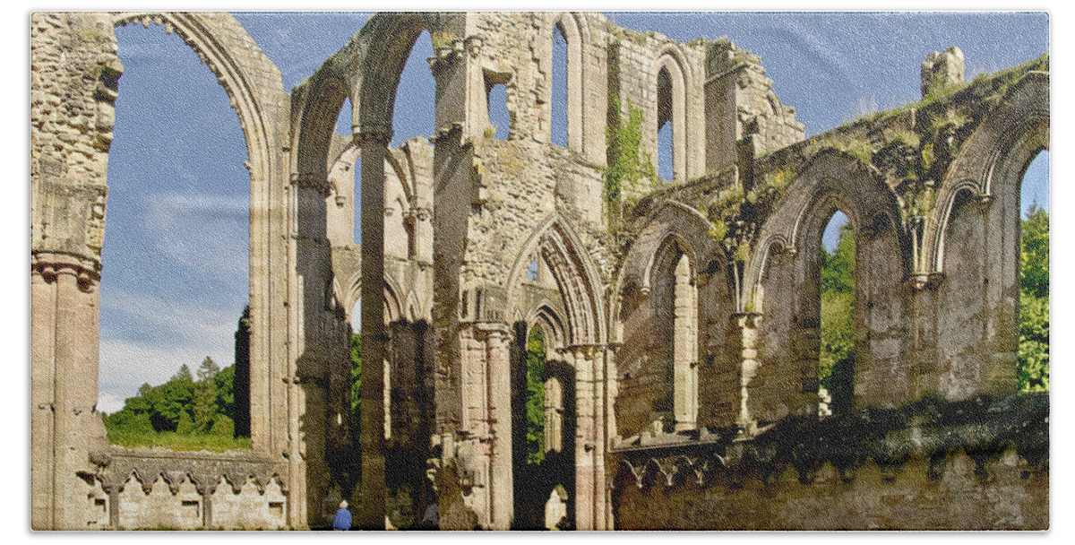Abbey Beach Towel featuring the photograph Magnificent ruins. by Elena Perelman