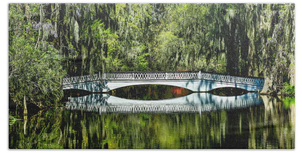 Magnolia Plantation Beach Towel featuring the photograph Magnolia Plantation Bridge - Charleston SC by Donnie Whitaker