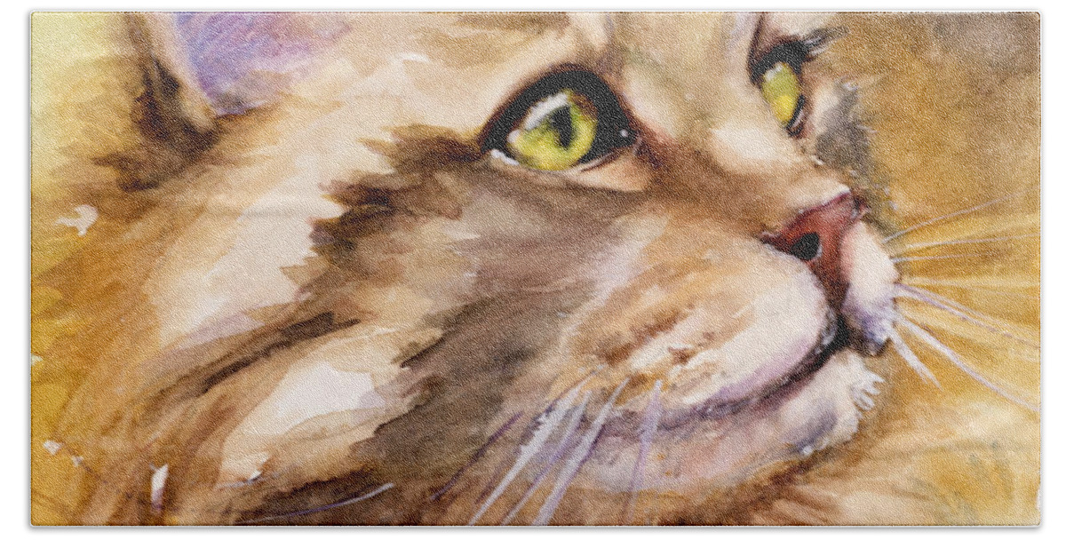 Cat Beach Sheet featuring the painting Main Coon by Judith Levins