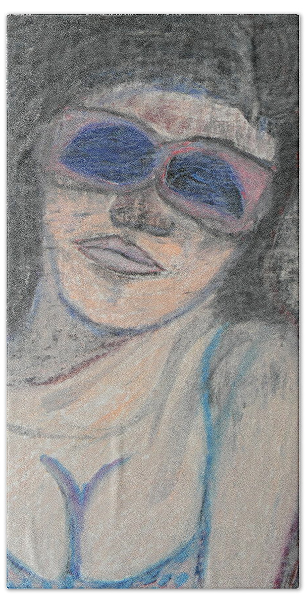 Woman Beach Sheet featuring the painting Maine Woman by Marwan George Khoury