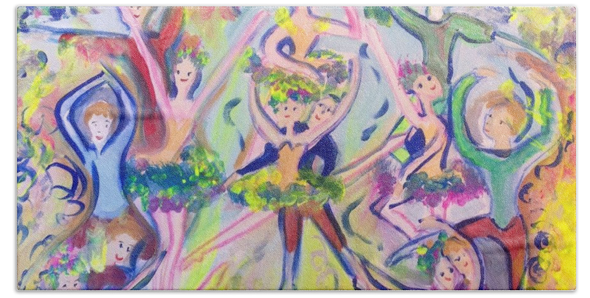 Majestic Beach Sheet featuring the painting Majestic Christmas ballet by Judith Desrosiers