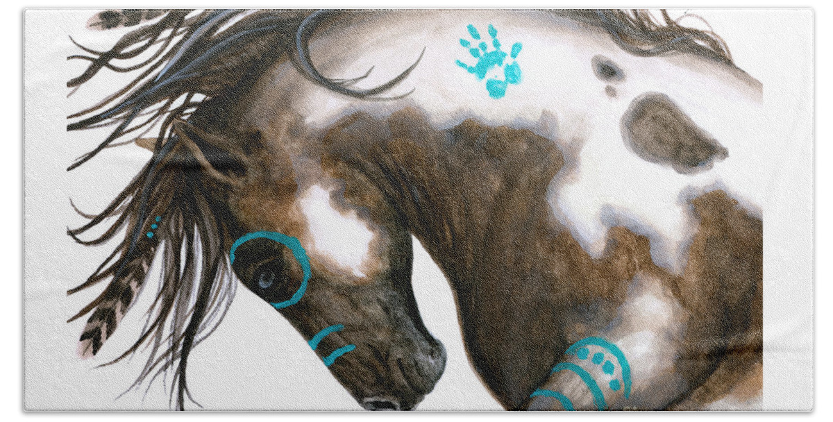 Majestic Beach Towel featuring the painting Majestic Horse #151 by AmyLyn Bihrle