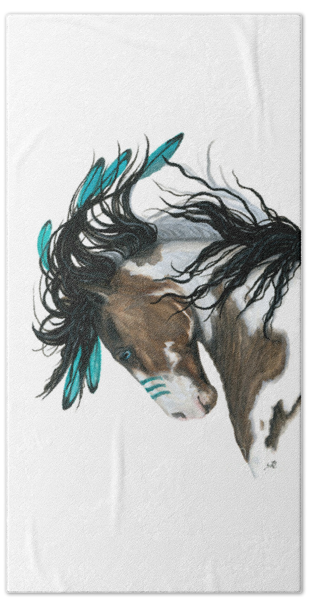 Turquoise Beach Towel featuring the painting Majestic Turquoise Horse by AmyLyn Bihrle