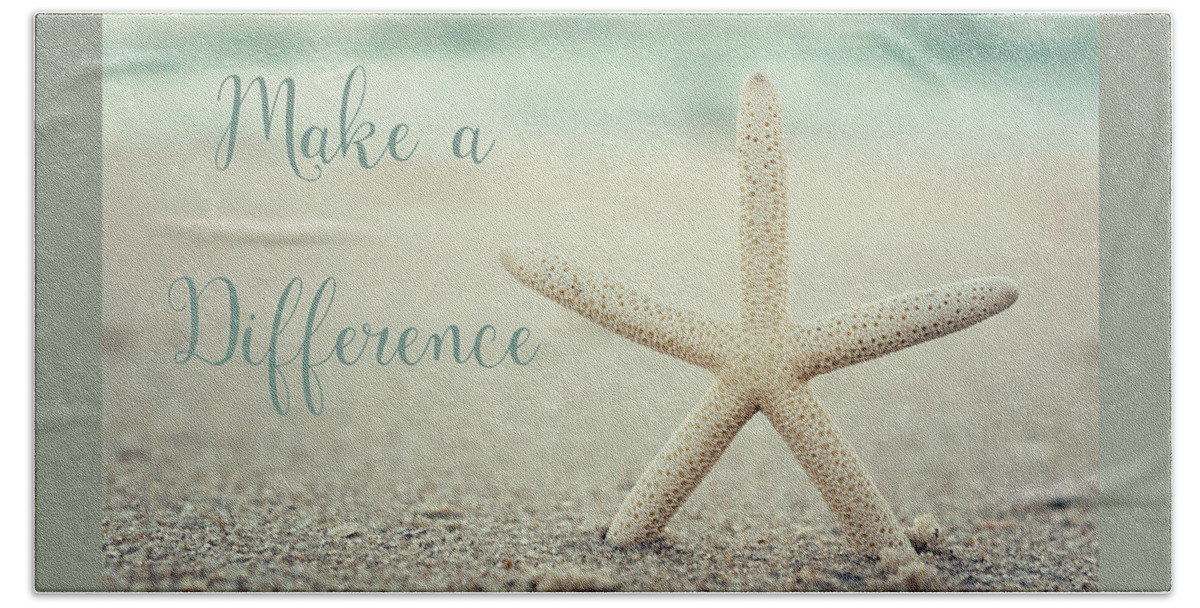 Make A Difference Starfish Vintage Beach Sheet featuring the photograph Make a Difference Starfish Vintage by Terry DeLuco