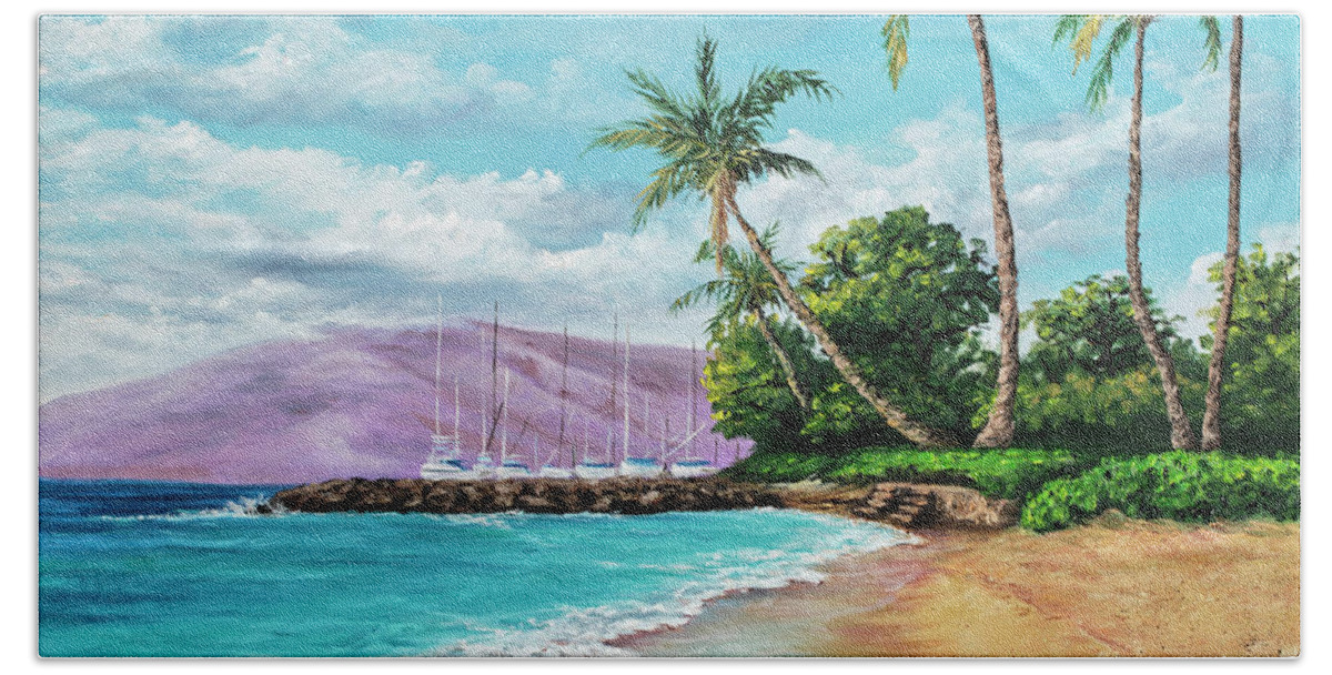 Darice Beach Sheet featuring the painting Makila Beach by Darice Machel McGuire