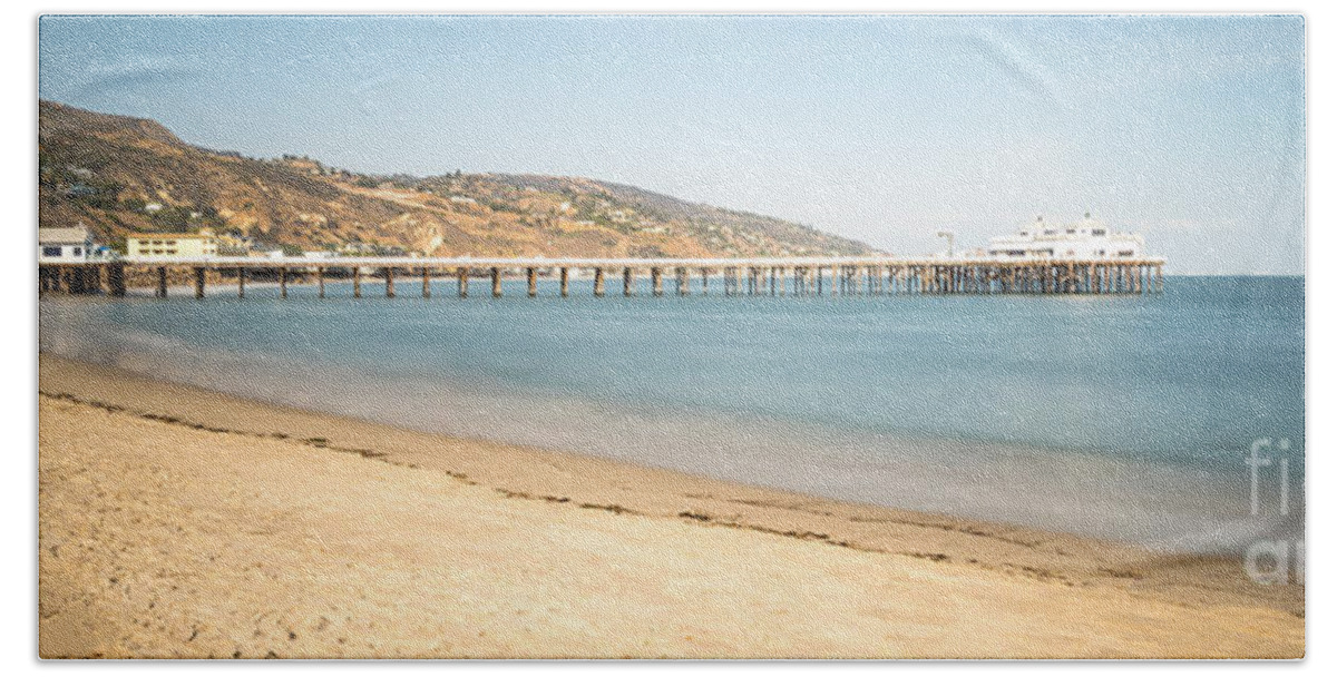America Beach Towel featuring the photograph Malibu Pier Surfrider Beach Panorama Photo by Paul Velgos
