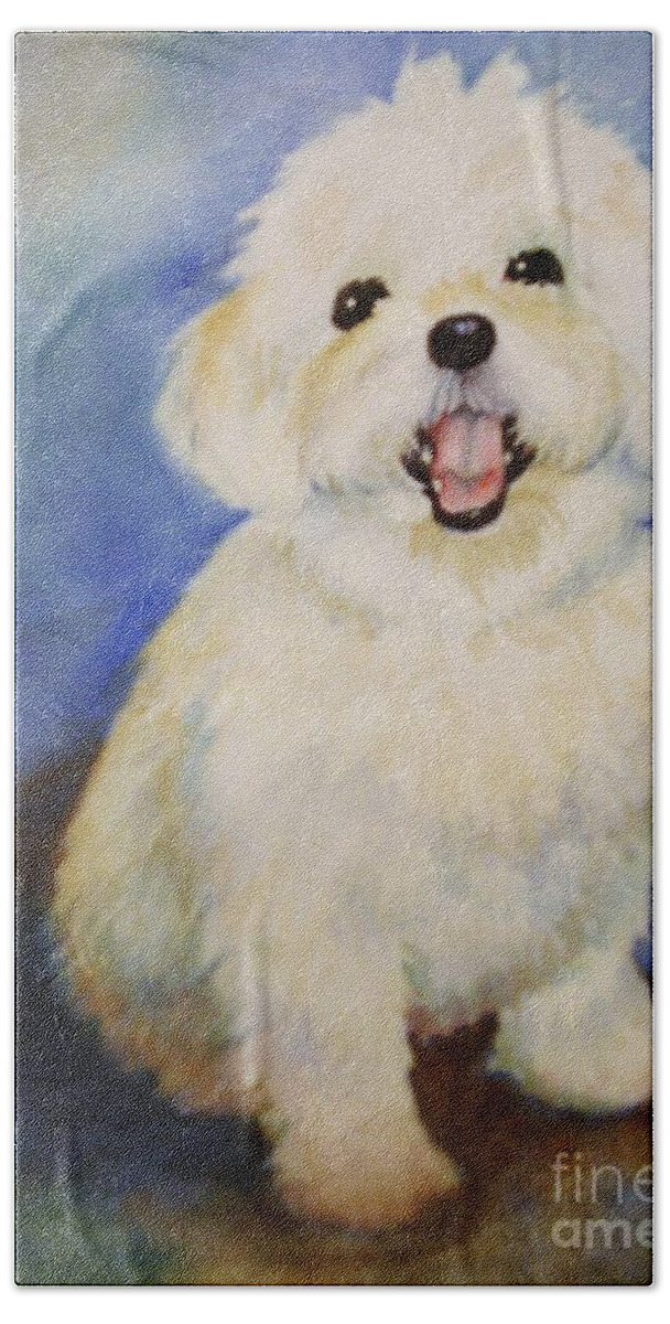 Maltese Dog Beach Sheet featuring the painting Maltese Named Ben by Marilyn Jacobson