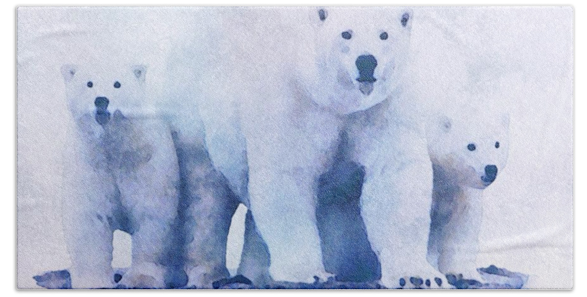 polar Bear Beach Sheet featuring the painting Mamma Bear by Mark Taylor