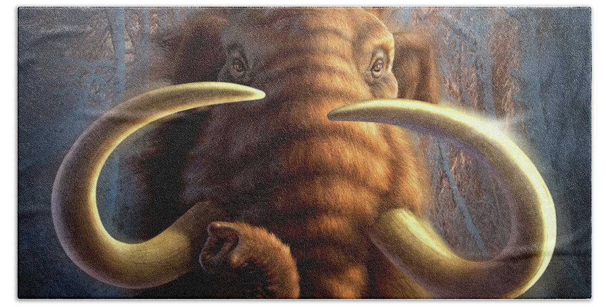 Mammoth Beach Towel featuring the digital art Mammoth by Jerry LoFaro