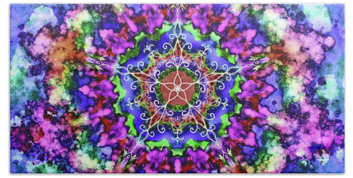 Blue And Purple Mandala Beach Towel featuring the digital art Mandala Art 4 by Patricia Lintner