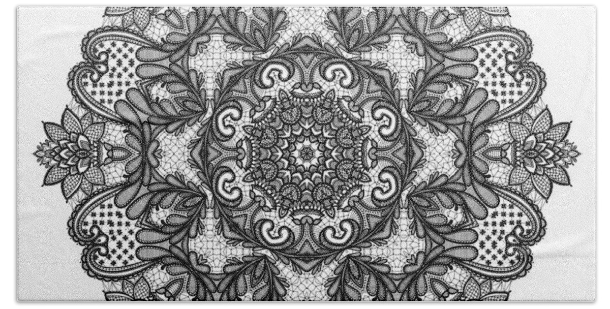 Mandala To Color 2 Beach Sheet featuring the digital art Mandala to Color 2 by Mo T