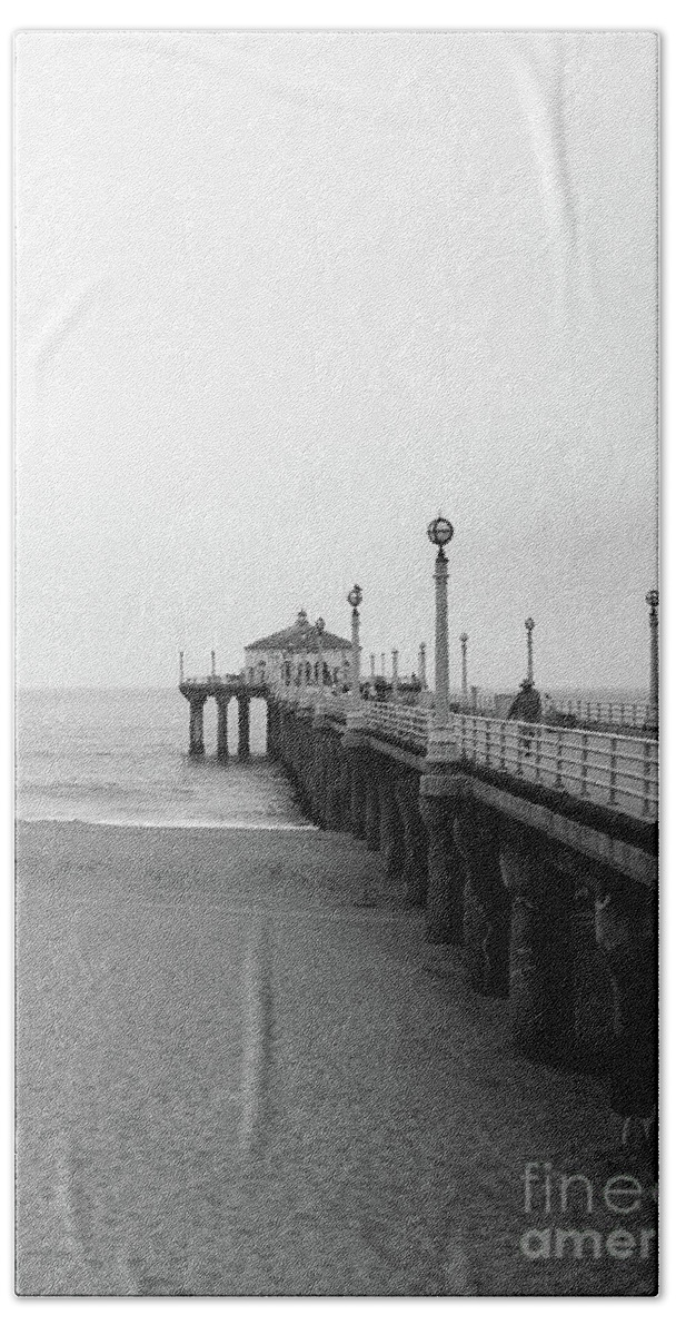 Film Beach Sheet featuring the photograph Manhattan Beach Pier on Film by Ana V Ramirez