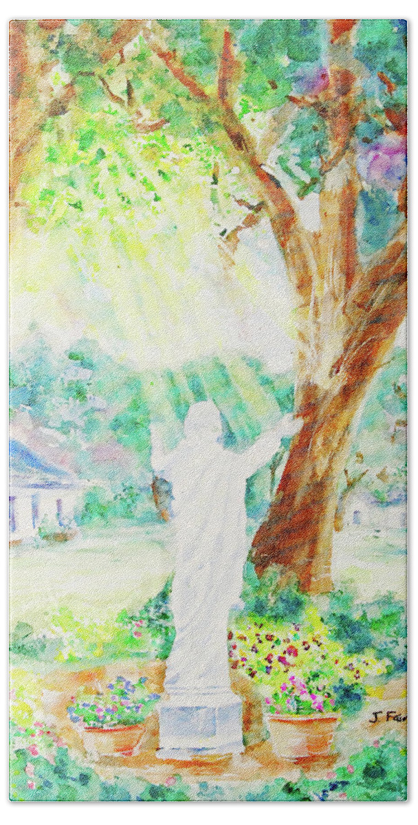 Christian Beach Towel featuring the painting Manresa Retreat by Jerry Fair