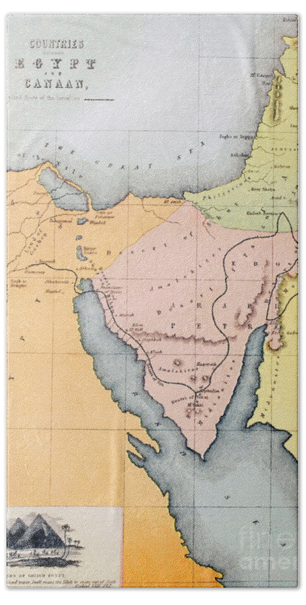 Exodus Beach Sheet featuring the drawing Map Depicting the Countries between Egypt and Canaan by English School