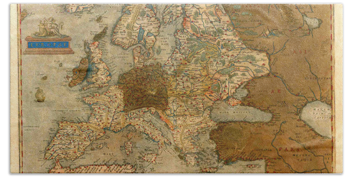 Map Of Europe Beach Towel featuring the photograph Map Of Europe 1579 by Andrew Fare