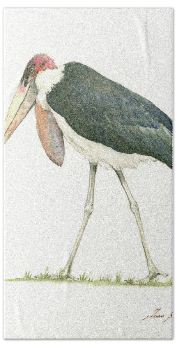 Marabou Stork Beach Sheet featuring the painting Marabou by Juan Bosco
