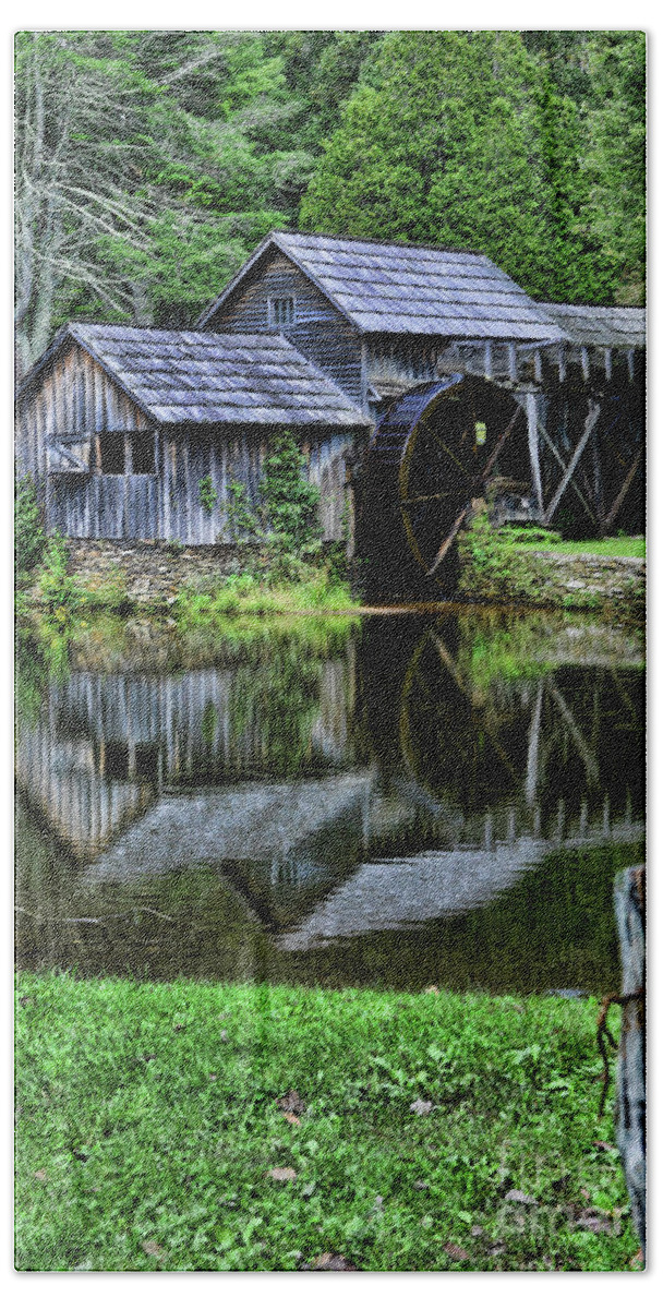 Paul Ward Beach Towel featuring the photograph Marby Mill Reflection by Paul Ward