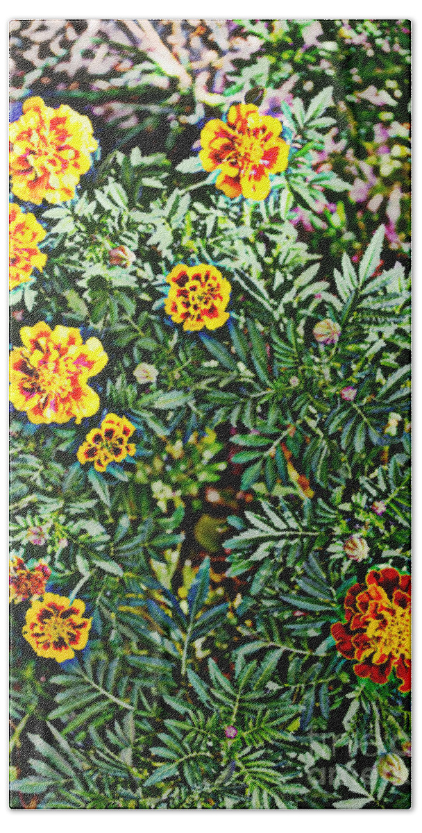 Botanical Beach Sheet featuring the photograph Marigolds 2 by Diane montana Jansson