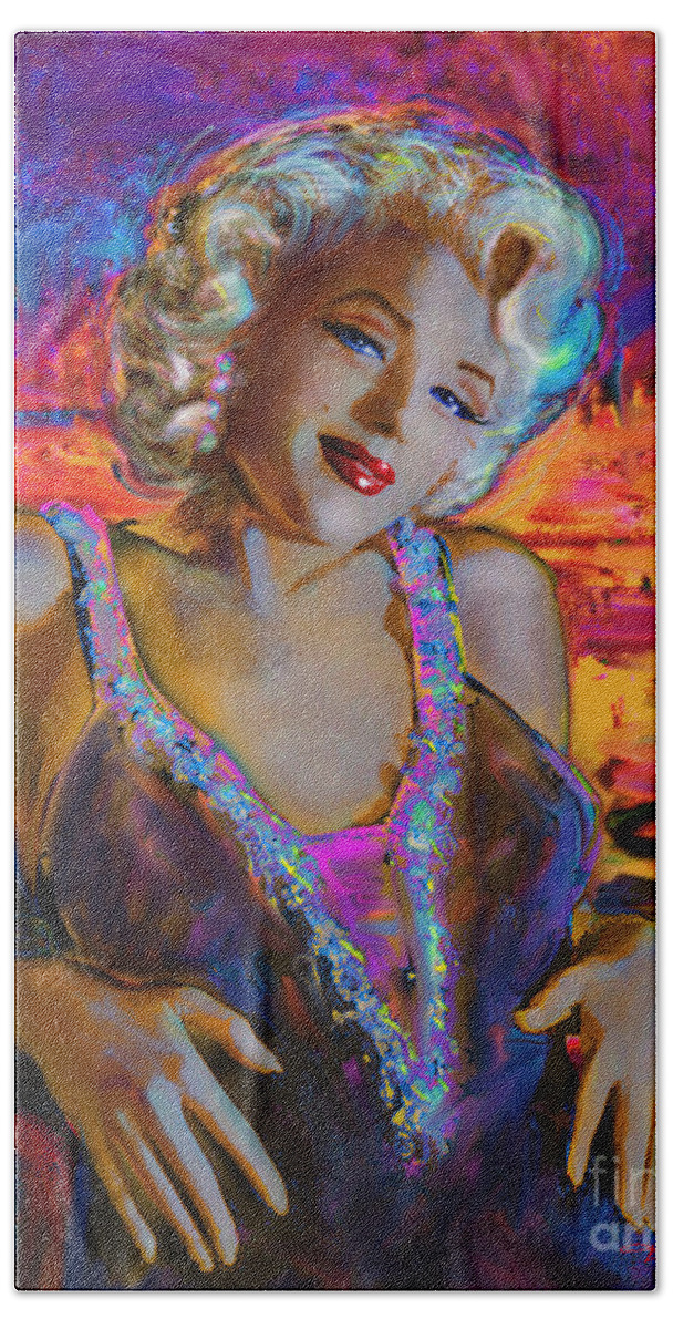 Marilyn Monroe Beach Towel featuring the painting Marilyn Monroe 126 g by Theo Danella