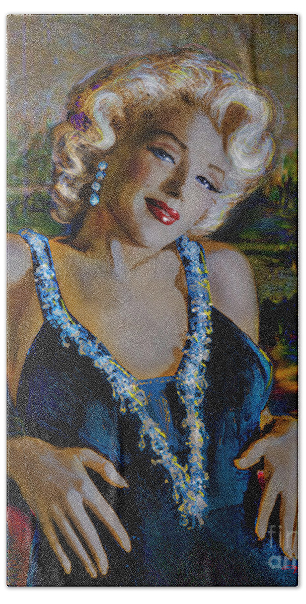 Marilyn Beach Sheet featuring the painting Marilyn Monroe 126 Monalisa by Theo Danella