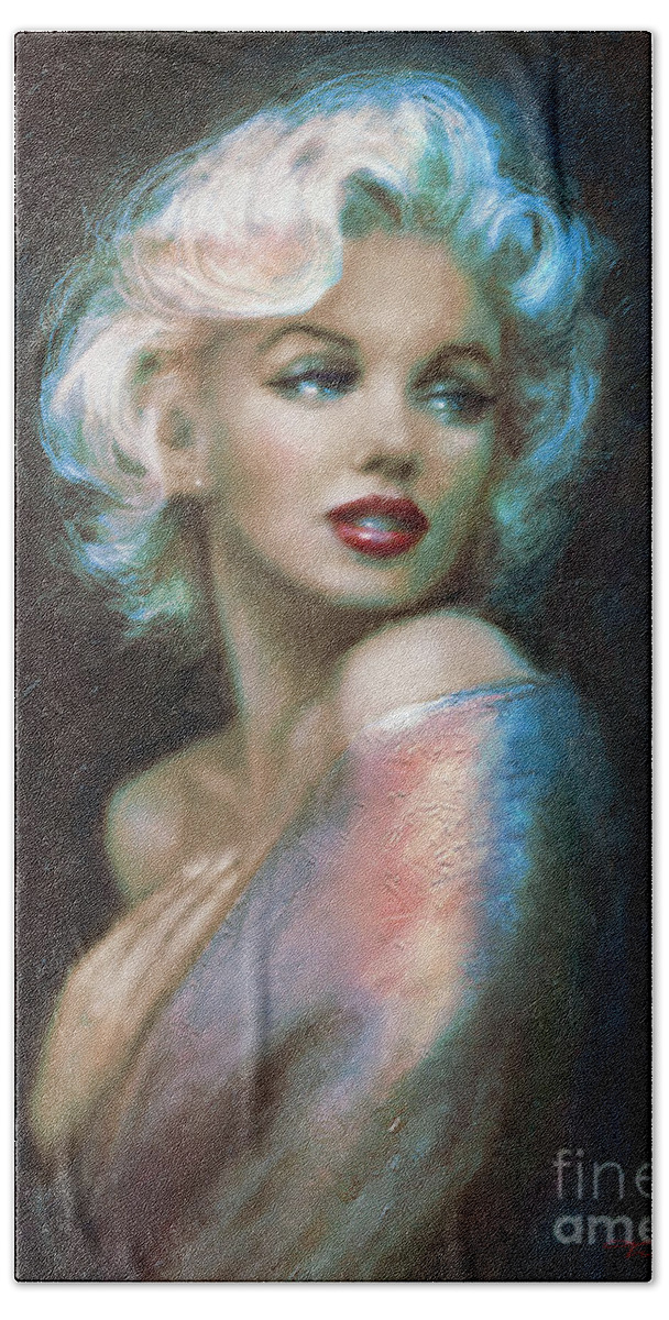 Marilyn Beach Sheet featuring the painting Marilyn romantic WW 6 A by Theo Danella