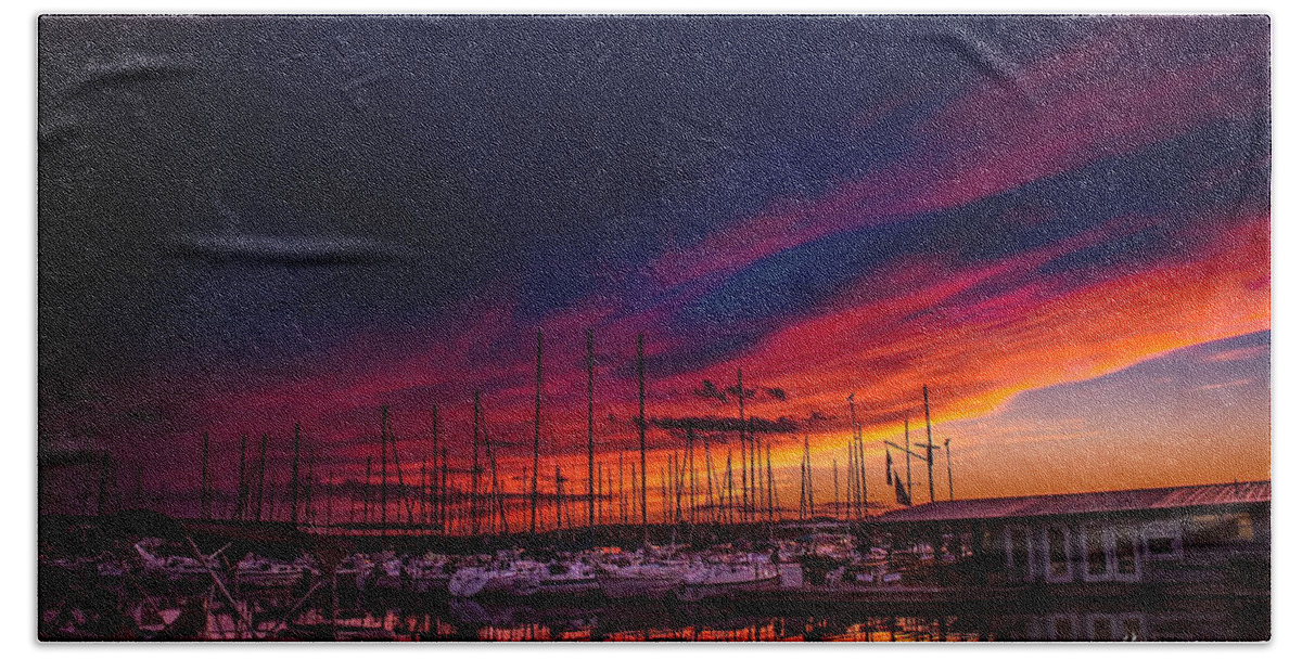 Marina Beach Towel featuring the photograph Marina Sunset by TK Goforth