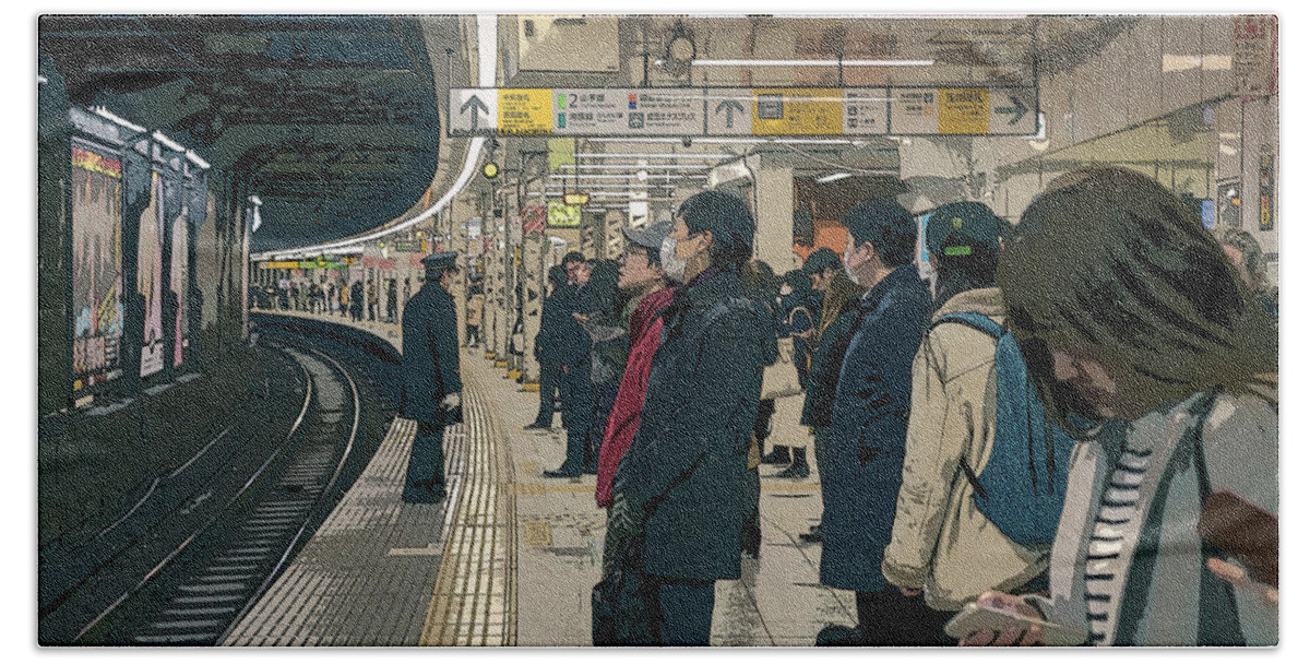 Pedestrians Beach Sheet featuring the photograph Marunouchi Line, Tokyo Metro Japan Poster 2 by Perry Rodriguez