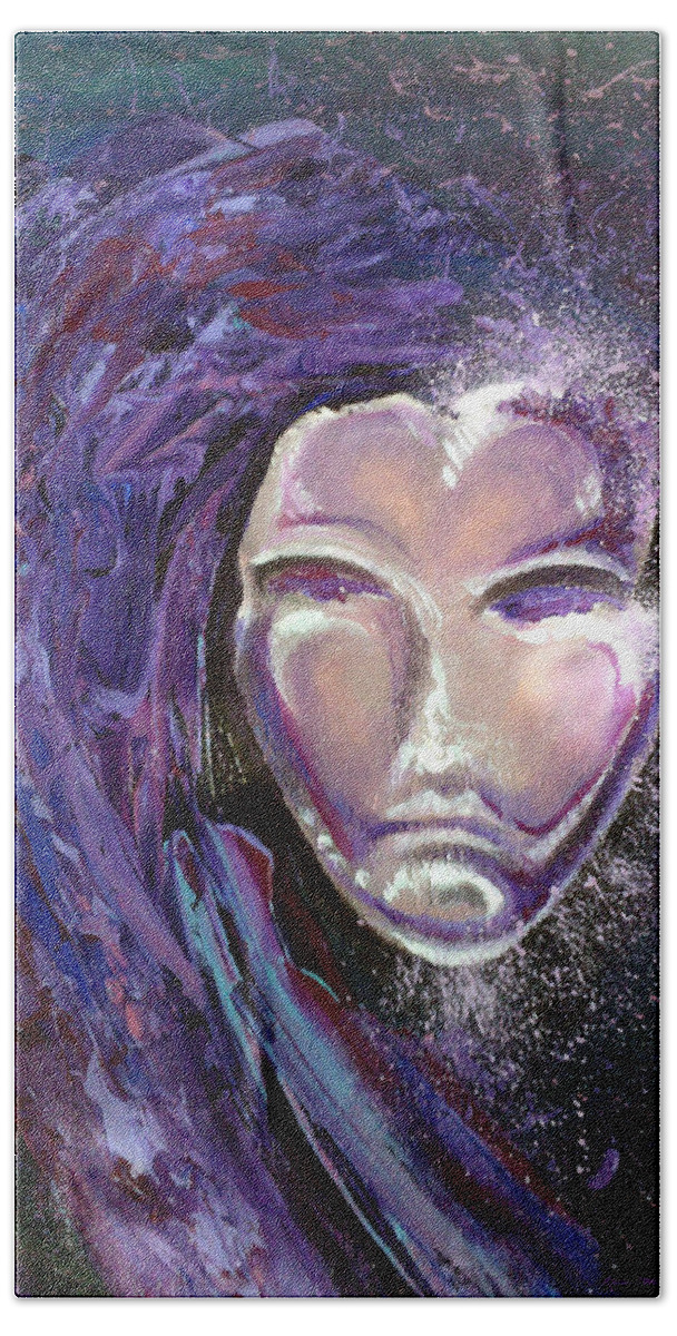 Mardi Gras Beach Towel featuring the painting Mask by Kevin Middleton