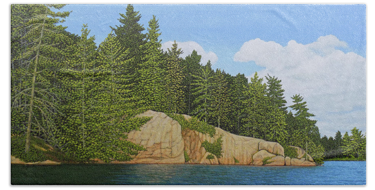 Muskoka Beach Sheet featuring the painting Matthew's Paddle by Kenneth M Kirsch