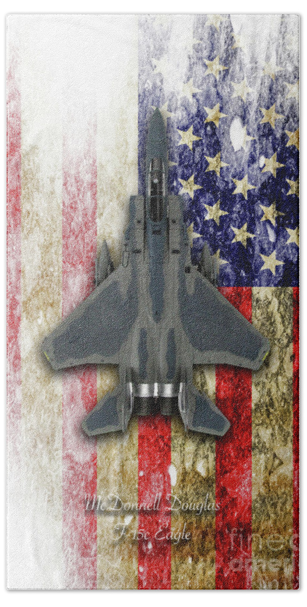 F15 Beach Towel featuring the digital art McDonnell Douglas F-15c Eagle by Airpower Art