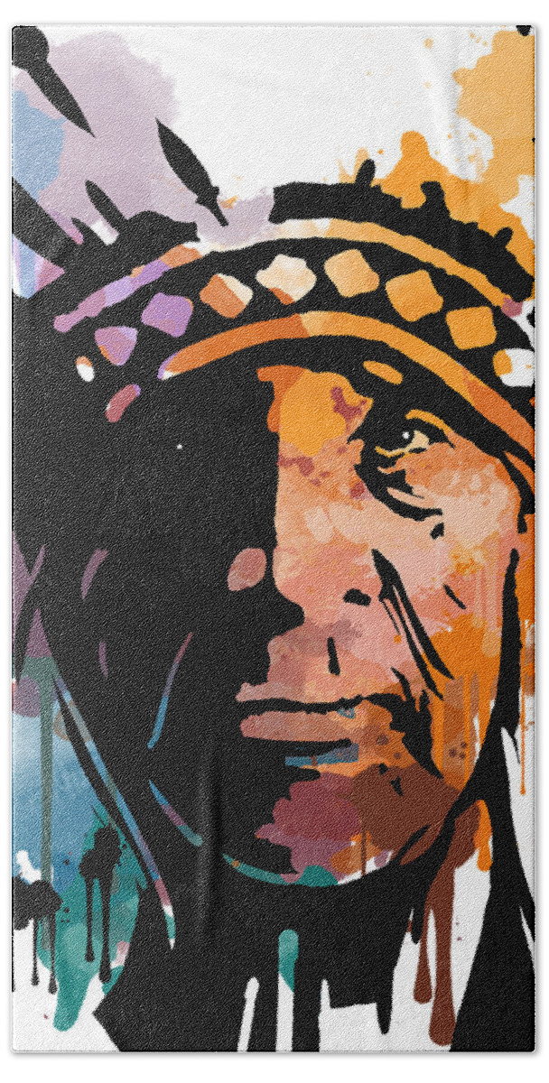 Native American Beach Towel featuring the painting Medicine Crow by Paul Sachtleben