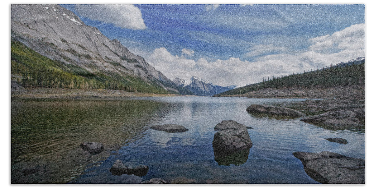 Medicine Lake Beach Sheet featuring the photograph Medicine Lake, Jasper by Dan Jurak