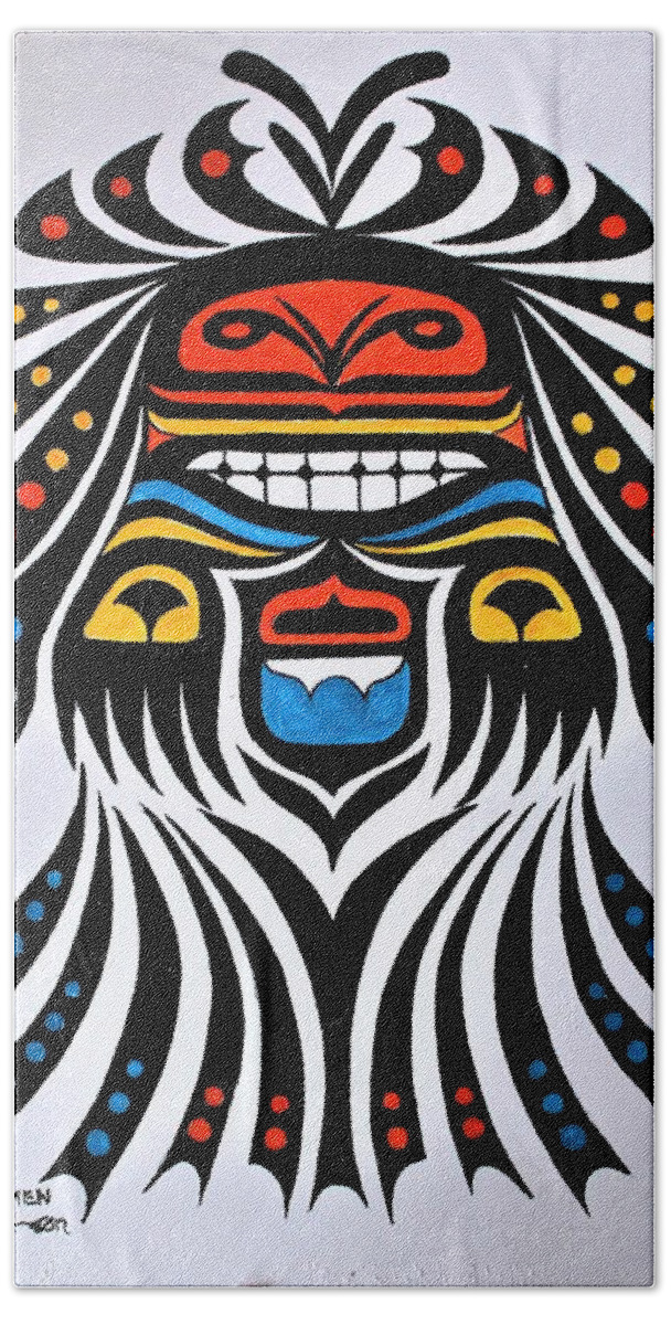 Native Art Beach Towel featuring the painting Medicine Women by Bob Patterson