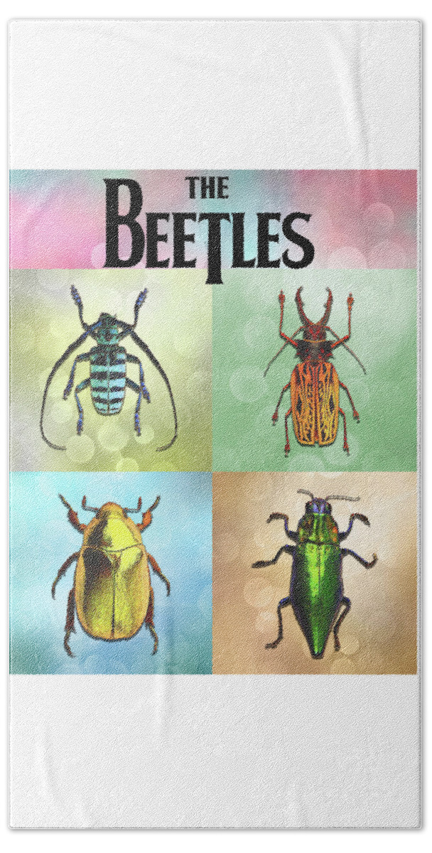 Beetles Beach Towel featuring the digital art Meet the Beetles by John Haldane