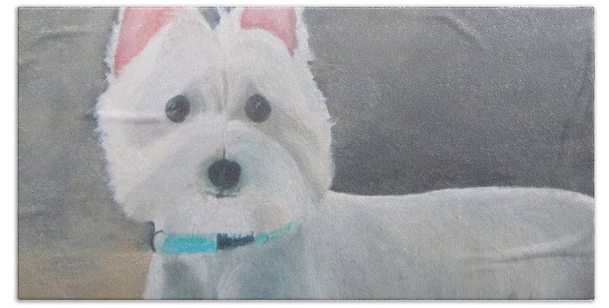 Westie Beach Sheet featuring the painting Meli by Paula Pagliughi